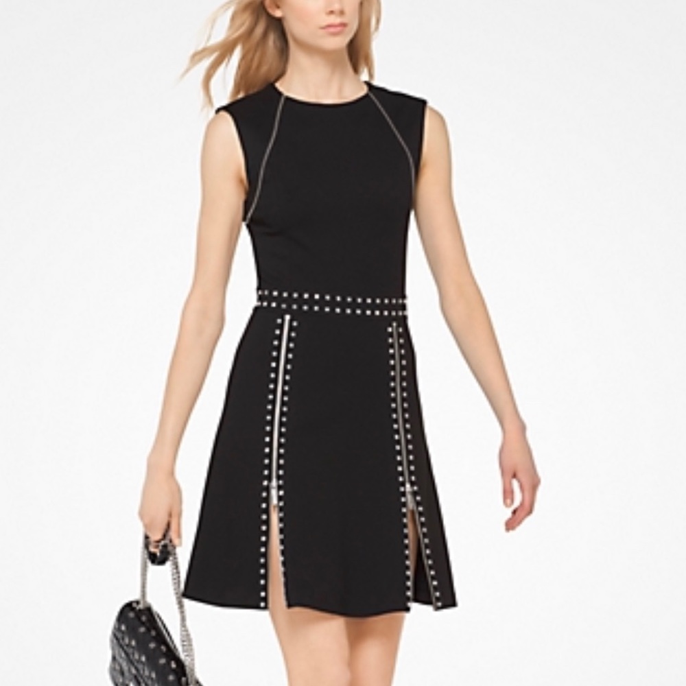 MICHAEL KORS Studded Ponte Dress (Black) Size M
